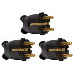 Stekker + RA - Recht en Haaks - 16A 250V - Zwart  - set van 3 stuks