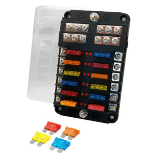 ProRide Steekzekeringhouder 12-voudig - Incl. Steekzekering - 12V - YJ-FB1206 - Zwart - Voor Auto, Boot, Camper