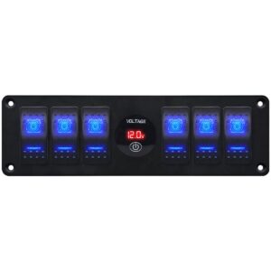 ProRide Schakelpaneel 12V voor Auto/Boot - Universele voltmeter met Aan/uit schakelaar - 12/24V - 6 schakelaars - Rood