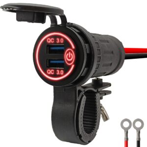 ProRide 12V USB Lader Motor - USB Aansluiting Motor - 2 Poorten met Schakelaar - QC3.0 - Voor Motor en Motorfiets - Rood