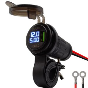ProRide 12V USB Lader Motor - USB Aansluiting Motor - 1 Poort met Voltmeter/Ampèremeter - QC3.0 - Voor Motor en Motorfiets