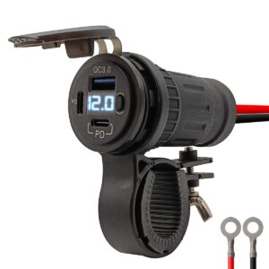 ProRide 12V USB Lader Motor - USB Aansluiting Motor - 3 Poorten met Schakelaar/Voltmeter - QC3.0 - Voor Motor en Motorfiets - Blauw