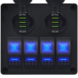 ProRide Schakelpaneel 12V voor Auto/Boot - USB Stopcontact 6 Poorten - QC3.0 - DS2085B - 4 schakelaars