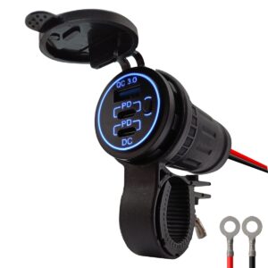 ProRide 12V USB Lader Motor - USB C Aansluiting Motor - 3 Poorten met Schakelaar - QC3.0 - Voor Motor en Motorfiets - Blauw