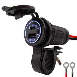 ProRide 12V USB Lader Motor - USB C Aansluiting Motor - 2 Poorten met Schakelaar - QC3.0 - Voor Motor en Motorfiets - Blauw