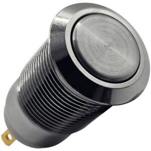 ProRide Metalen Mini Pulsschakelaar 12V OFF-(ON) - 12mm - 12V/24V - Zilver - Plat