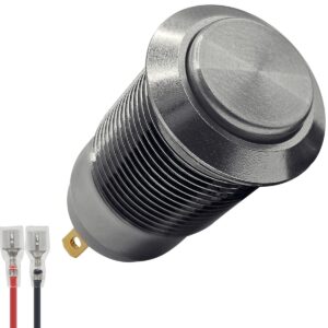 ProRide Metalen Mini Pulsschakelaar 12V OFF-(ON) - 12mm - met Aansluitkabel - 12V/24V - Zilver - High Surface