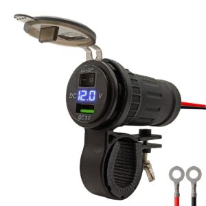 ProRide 12V USB Lader Motor - USB Aansluiting Motor - 1 Poort met Schakelaar/Voltmeter - 5V/2.1A - Voor Motor en Motorfiets - Blauw
