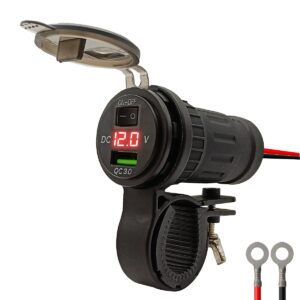 ProRide 12V USB Lader Motor - USB Aansluiting Motor - 1 Poort met Schakelaar/Voltmeter - 5V/2.1A - Voor Motor en Motorfiets - Rood