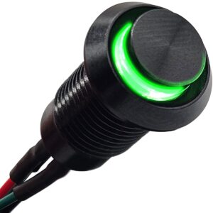 ProRide Metalen Mini Drukschakelaar 220V ON-OFF - 8mm - met Aansluitkabel - 220V - High Surface - LED Indicatie Groen