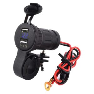 ProRide 12V USB Oplader met Voltmeter voor Motor - 2 Poorten - Met Voltmeter - 5V/4.2A - Voor Motor en Motorfiets - Blauw