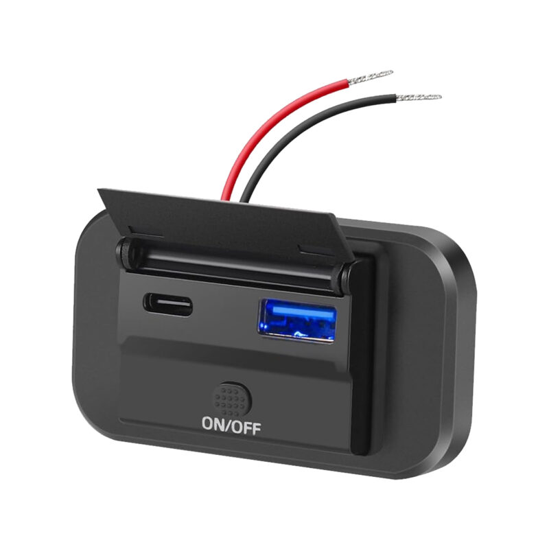 ProRide® 12V USB-USB C Autolader 2 Poorten Opbouw met Schakelaar - 36W - QC3.0 - USB Stopcontact Auto, Boot en Camper - Blauw_1