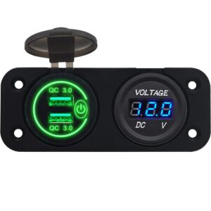 ProRide 12V USB Autolader 2 Poorten Inbouw met Schakelaar - QC3.0 - PUSB1QC-G - Tweevoudig inbouw paneel - Groen