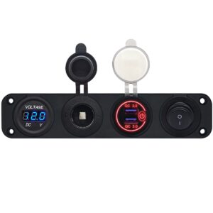 ProRide 12V USB Autolader 2 Poorten - QC3.0 - Voltmeter, Schakelaar en 12V/24V Sigarettenplug - Viervoudig inbouw