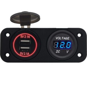ProRide 12V USB Autolader 2 Poorten Inbouw - 5V/2.1A - Tweevoudig inbouw paneel - Rood