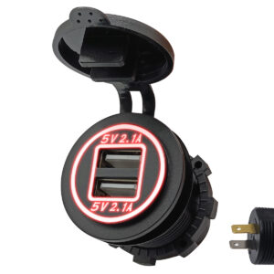 ProRide 12V USB Autolader 2 Poorten Inbouw - 5V/2.1A - USB Stopcontact, Boot en Camper - Complete set - Rood