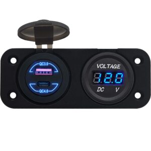 ProRide 12V USB Autolader 2 Poorten Inbouw - QC4.0 - Tweevoudig inbouw paneel - Blauw