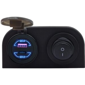 ProRide 12V USB Autolader 2 Poorten Opbouw - QC4.0 - Tweevoudig opbouw - Blauw