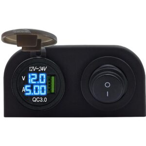 ProRide 12V USB Autolader Opbouw met Voltmeter/Ampèremeter - QC3.0 - Tweevoudig opbouw