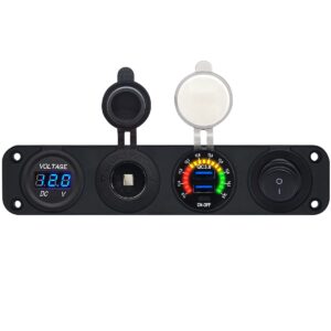 ProRide 12V USB Autolader 2 Poorten - QC3.0 - Voltmeter, Schakelaar en 12V/24V Sigarettenplug - Viervoudig inbouw