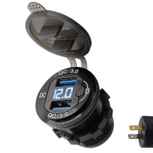 ProRide 12V USB Autolader 2 Poorten Inbouw met Schakelaar/Voltmeter - QC3.0 - DS2120B - USB Stopcontact Auto, Boot en Camper - Blauw