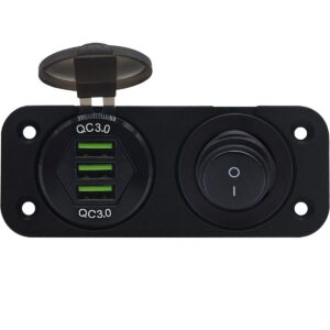 ProRide 12V USB Autolader 3 Poorten Inbouw - QC3.0 - DS2085B - Tweevoudig inbouw paneel - Blauw