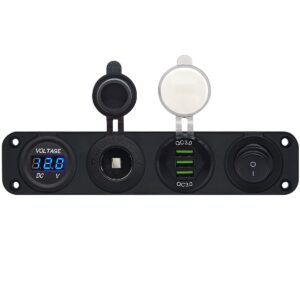 ProRide 12V USB Autolader 3 Poorten - QC3.0 - Voltmeter, Schakelaar en 12V/24V Sigarettenplug - Viervoudig inbouw