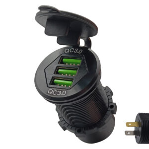 ProRide 12V USB Autolader 3 Poorten Inbouw - QC3.0 - USB Stopcontact, Boot en Camper - Blauw