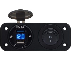 ProRide 12V USB Autolader 2 Poorten Inbouw met Voltmeter - 5V/2.4A - DS2114B - Tweevoudig inbouw paneel - Blauw