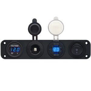 ProRide 12V USB Autolader 3 Poorten - QC3.0 - Voltmeter, Schakelaar en 12V/24V Sigarettenplug - Viervoudig inbouw