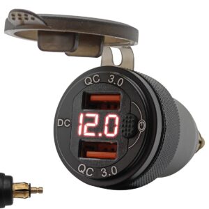ProRide USB Lader Motor met Voltmeter/Schakelaar - Din Hella - QC3.0 - 12V/24V - Motor USB lader 2 poorten - Rood