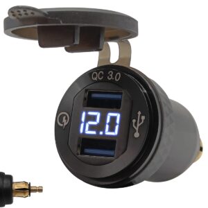 ProRide USB Lader Motor met Voltmeter - Din Hella - QC3.0 - 12V/24V - Motor USB lader 2 poorten - Blauw