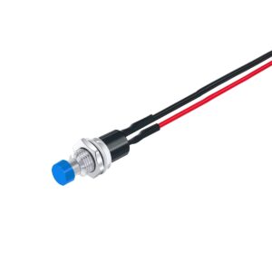 ProRide Drukschakelaar OFF-(ON) 6mm - Puls - met Aansluitkabel - 1A/250V - Blauw