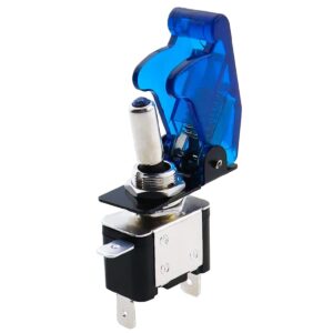 ProRide Tuimelschakelaar 12V ON-OFF - 20A - Enkelpolig - Transparant blauw beschermkapje - Blauw LED indicatielampje