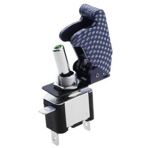 ProRide Tuimelschakelaar 12V ON-OFF - 20A - Enkelpolig - Carbon beschermkapje - Groen LED indicatielampje