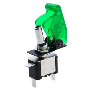 ProRide Tuimelschakelaar 12V ON-OFF - 20A - Enkelpolig - Transparant groen beschermkapje - Groen LED indicatielampje