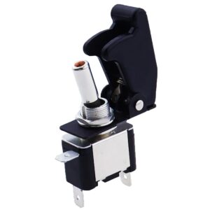 ProRide Tuimelschakelaar 12V ON-OFF - 20A - Enkelpolig - Zwart beschermkapje - Rood LED indicatielampje