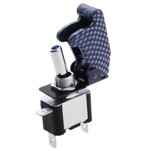 ProRide Tuimelschakelaar 12V ON-OFF - 20A - Enkelpolig - Carbon beschermkapje - Blauw LED indicatielampje