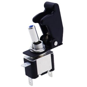 ProRide Tuimelschakelaar 12V ON-OFF - 20A - Enkelpolig - Zwart beschermkapje - Blauw LED indicatielampje