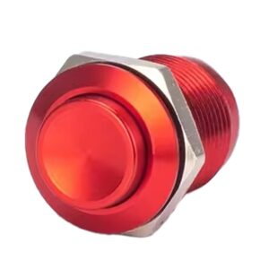 ProRide Metalen Mini Drukschakelaar 12V OFF-(ON) - 12mm - Pulsschakelaar - 12V/24V - Rood - High Surface