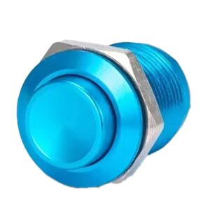 ProRide Metalen Mini Drukschakelaar 12V OFF-(ON) - 12mm - Pulsschakelaar - 12V/24V - Blauw - High Surface