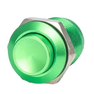 ProRide Metalen Mini Drukschakelaar 12V OFF-(ON) - 12mm - Pulsschakelaar - 12V/24V - Groen - High Surface