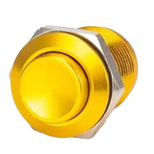 ProRide Metalen Mini Drukschakelaar 12V OFF-(ON) - 12mm - Pulsschakelaar - 12V/24V - Geel - High Surface