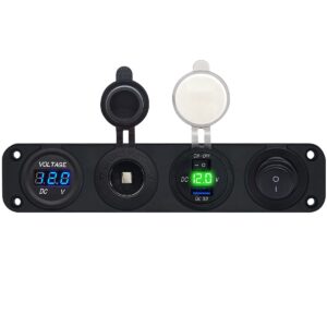 ProRide 12V USB Autolader 1 Poort - 5V/2.4A - Voltmeter, Schakelaar en 12V/24V Sigarettenplug - Viervoudig inbouw