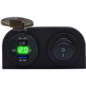 ProRide 12V USB Autolader Opbouw met Schakelaar/Voltmeter - 5V/2.4A - Tweevoudig opbouw - Rood