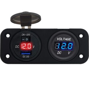 ProRide 12V USB Autolader Inbouw met Schakelaar/Voltmeter - 5V/2.4A - Tweevoudig inbouw paneel - Rood