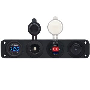 ProRide 12V USB Autolader 1 Poorten - Voltmeter, Schakelaar en 12V/24V Sigarettenplug - Viervoudig inbouw