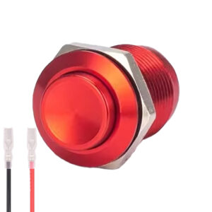 ProRide Metalen Mini Drukschakelaar 12V OFF-(ON) - 12mm - Pulsschakelaar met Aansluitkabel - 12V/24V - Rood - High Surface
