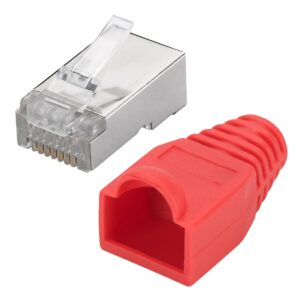 RJ45 Connector Cat5/Cat6 8P8C met Rode Tules - Afgeschermd - 10 stuks