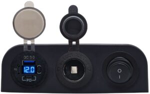 ProRide 12V USB Autolader 3 Poorten - QC3.0 - Drievoudig opbouw paneel - Sigaretten stopcontact en Schakelaar